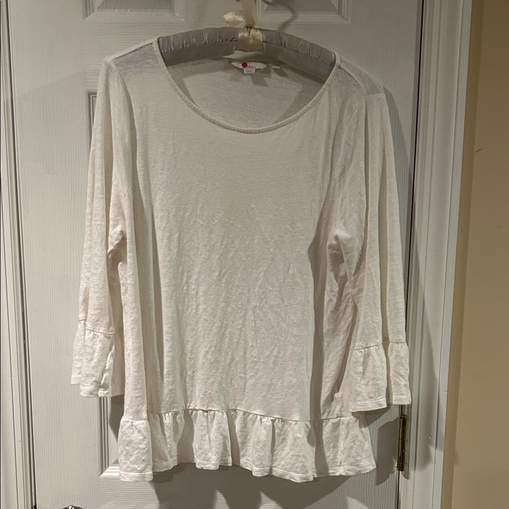 Boden cotton peplum slub tee. Size L.